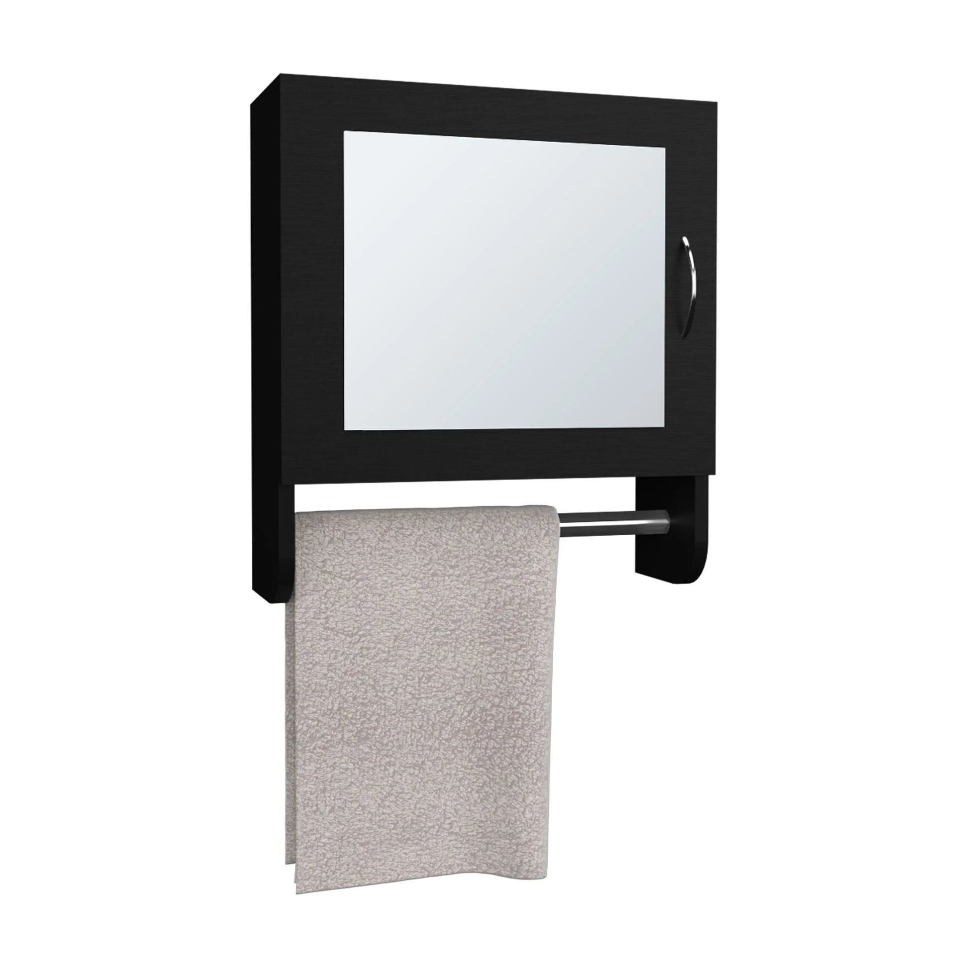 Medicine Cabinet 19.70" H,With 1 Door,2 Shelves,1 Mirror,Black,Black Engineered Wood Bath Faucets Bathroom Storage