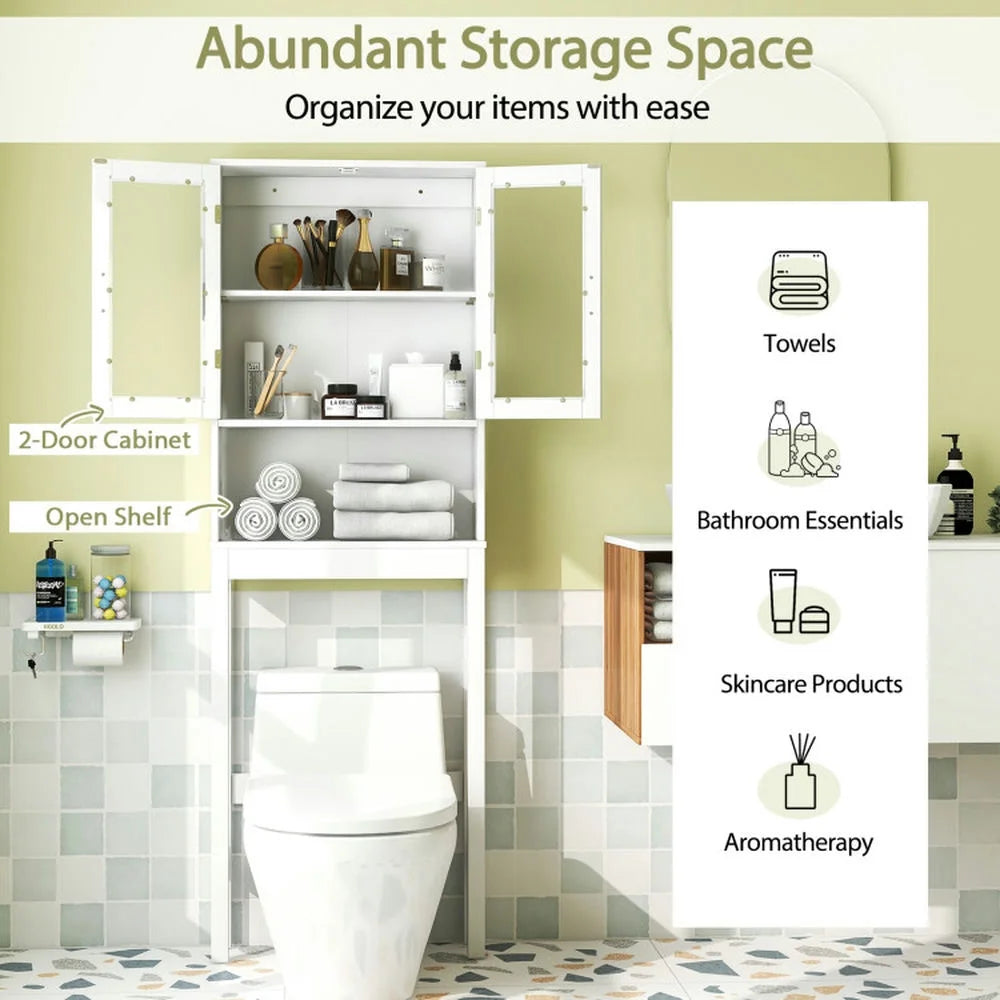 Yardi Yard Over the Toilet Bathroom Storage Cabinet with Adjustable Shelf, Bathroom Organizers and Storage