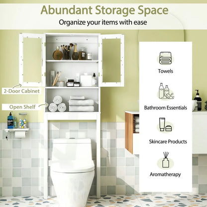 Yardi Yard Over the Toilet Bathroom Storage Cabinet with Adjustable Shelf, Bathroom Organizers and Storage