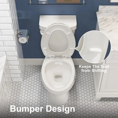 HOROW HWTT-E01S 1.28 GPF Elongated Ceramic Bathroom Toilet, Chair Height Floor Mounted Two-Piece