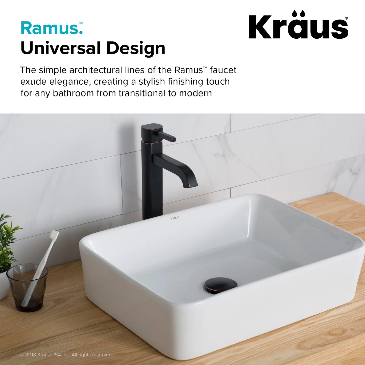 KRAUS Ramus Tall Vessel Bathroom Faucet, Oil Rubbed Bronze Finish