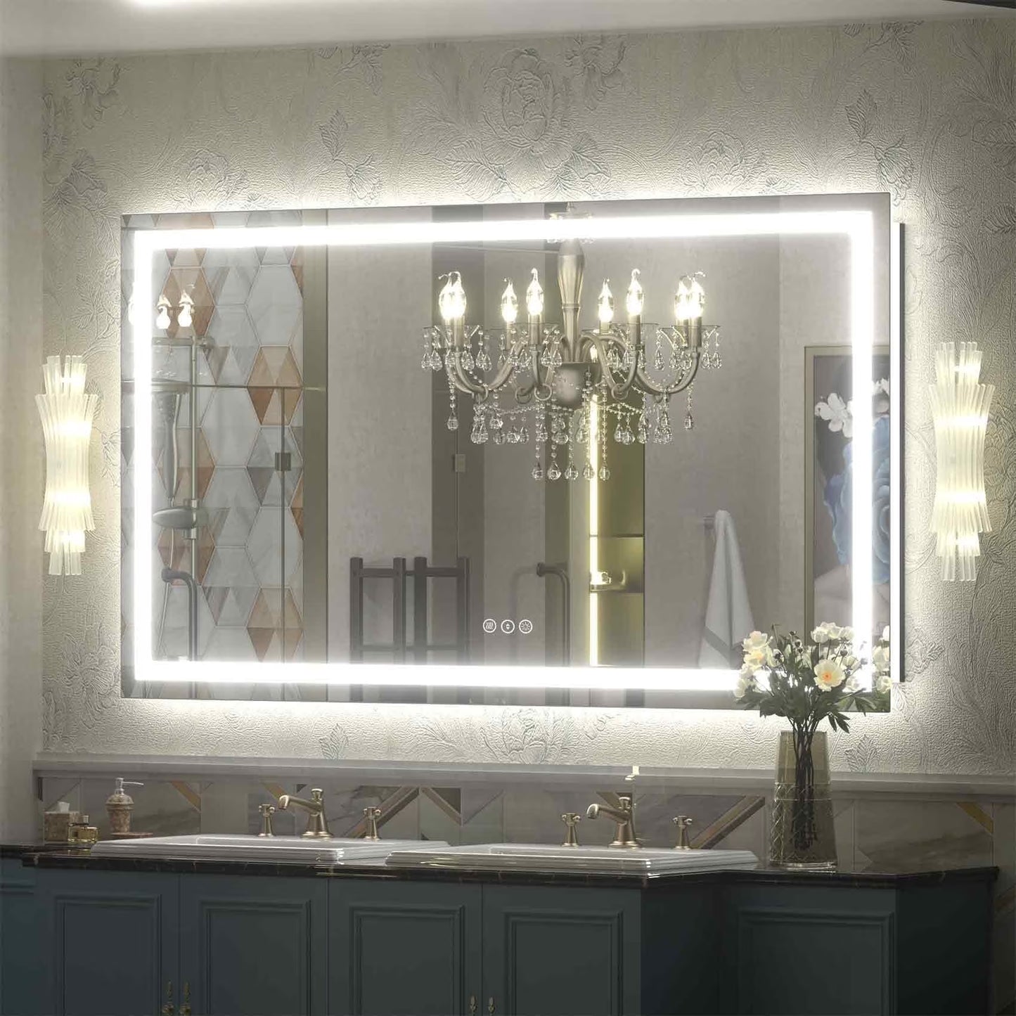 Apmir 24"x36" Premium UL Certified LED Bathroom Mirror, Super Bright, Front & Backlit, Anti-Fog, 3 Colors Dimmable