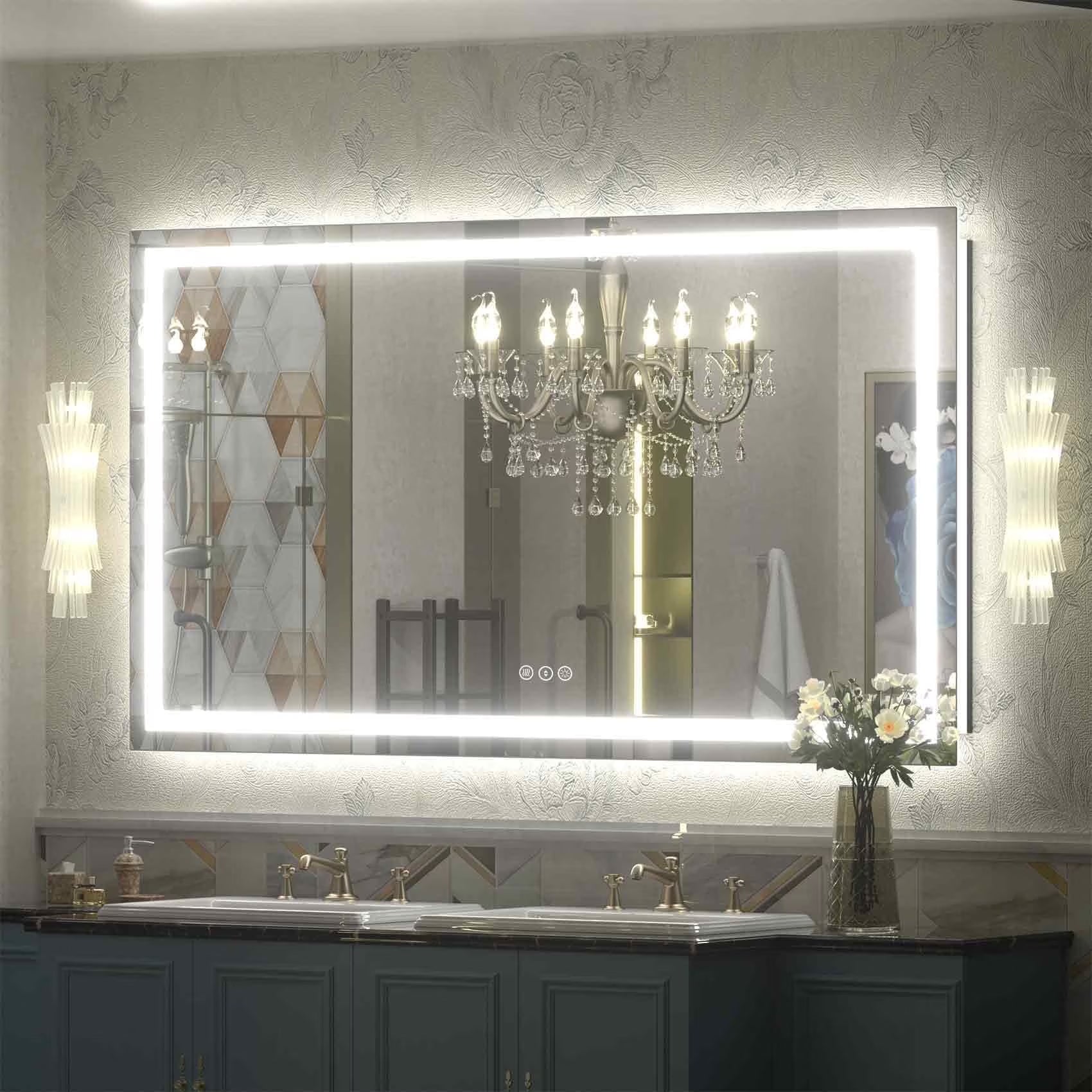 Apmir 24"x36" Premium UL Certified LED Bathroom Mirror, Super Bright, Front & Backlit, Anti-Fog, 3 Colors Dimmable