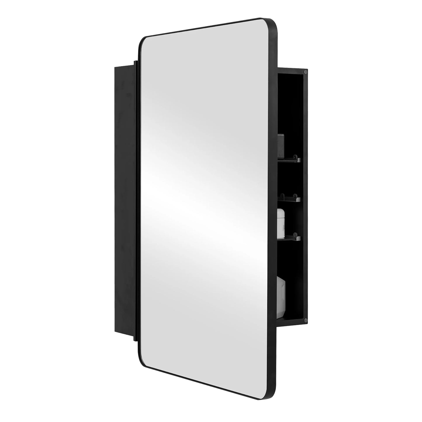 Gymax 20 x30 Inch Bathroom Mirror Cabinet w/ Aluminum Frame Adjustable Shelves