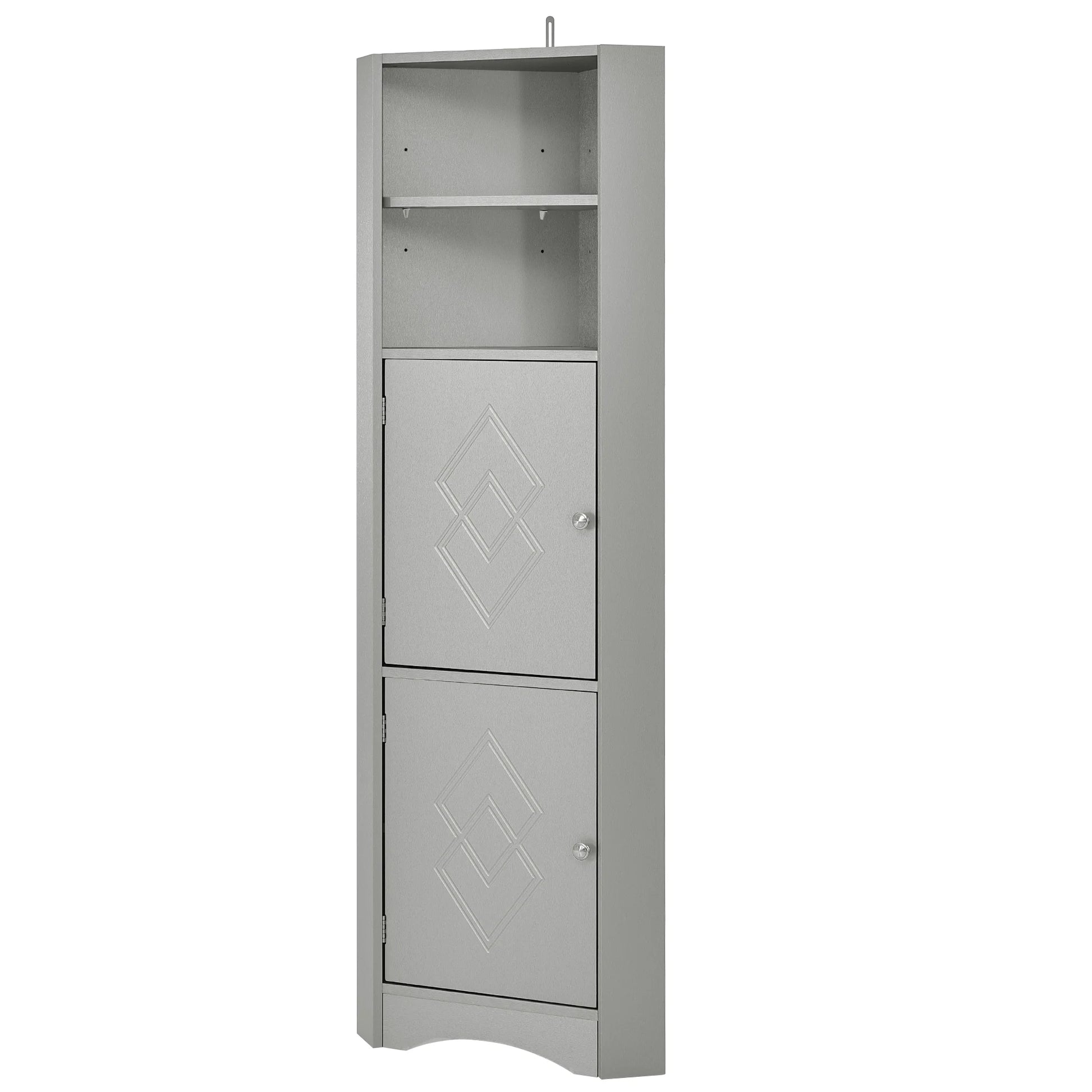 Harper & Bright Designs Bathroom Corner Cabinet Tall Bathroom Storage Floor Cabinet Freestanding Storage Cabinet with Doors and Adjustable Shelves, Gray