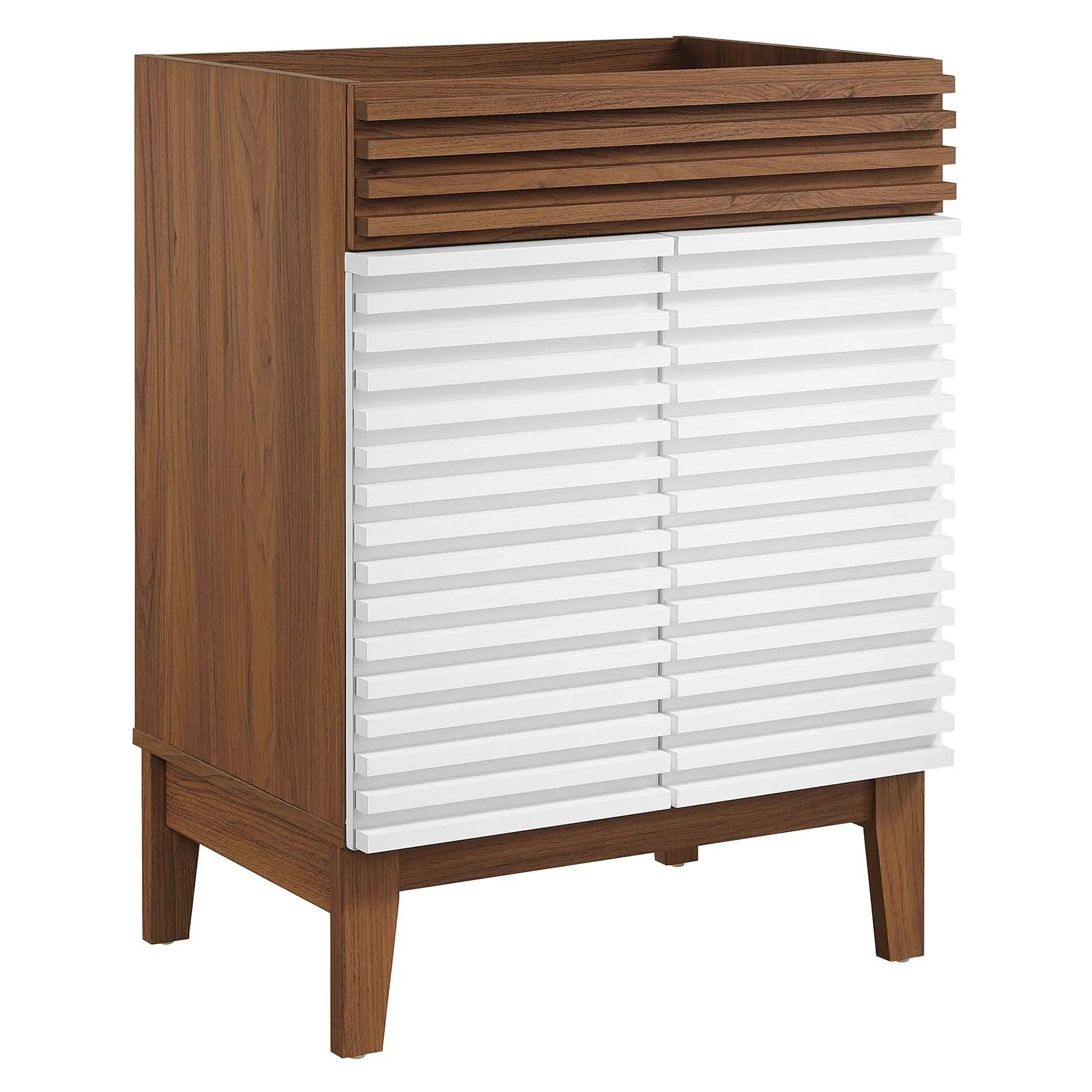 Modway Render Bathroom Vanity Cabinet (Sink Basin Not Included) in White Walnut