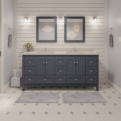 Abbey 72" Double Bathroom Vanity with Marine Gray Cabinet and Quartz Top