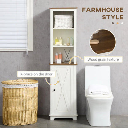 kleankin Slim Bathroom Storage Cabinet Freestanding Linen Tower