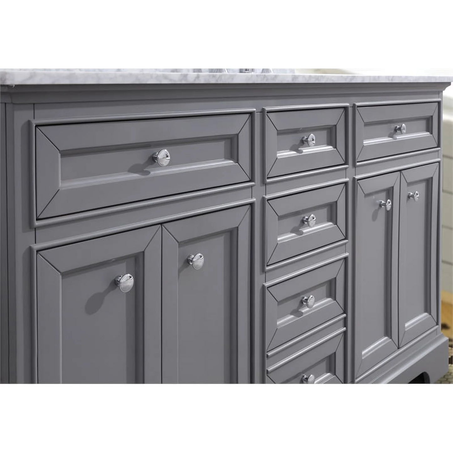 Ari Kitchen & Bath South Bay 55" Solid Wood Bathroom Vanity in Gray