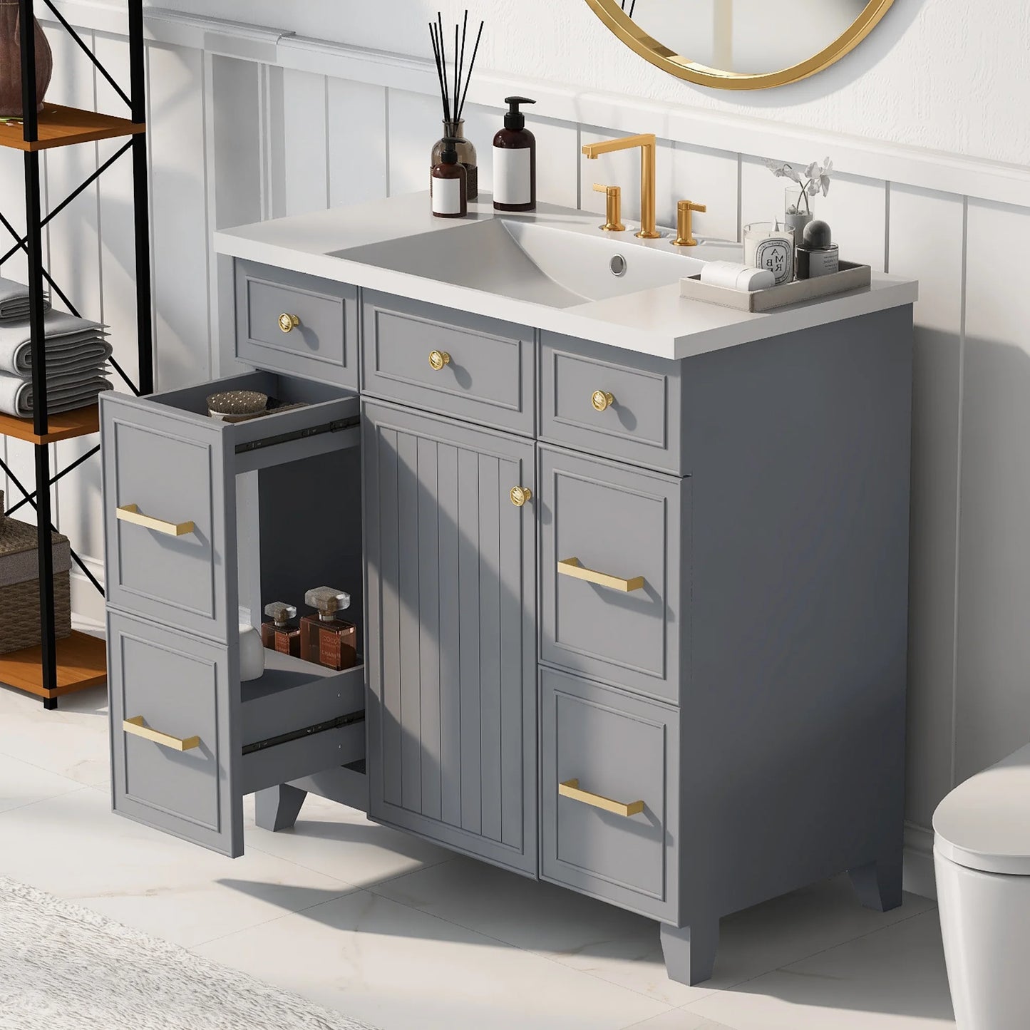 Harper & Bright Designs 36" Bathroom Cabinet Vanity with Sink Combo, Bathroom Storage Cabinet with Drawer and Doors, Gray