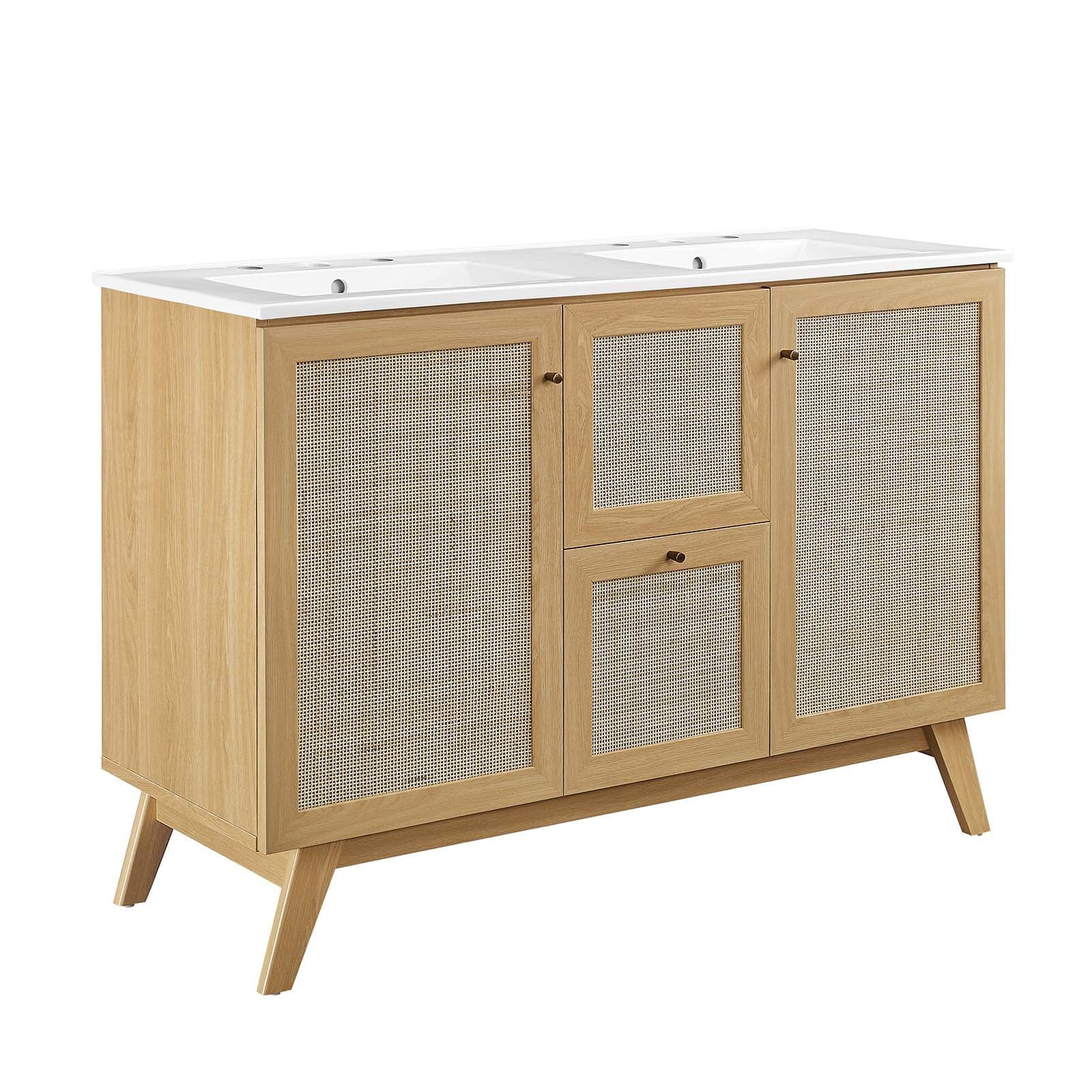 Modway Soma 48�?Double Sink Bathroom Vanity in Oak White