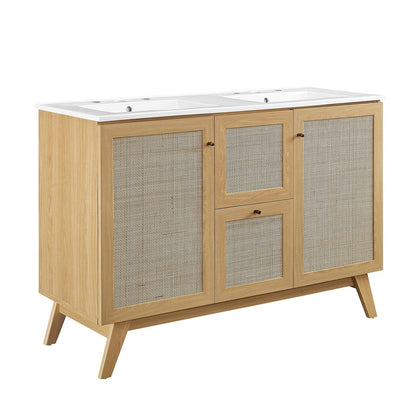 Modway Soma 48�?Double Sink Bathroom Vanity in Oak White
