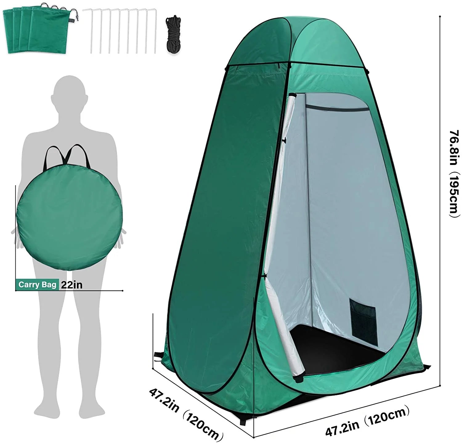 sasyxdc Shower Tent Pop- Privacy Tent Camping Portable Toilet Tent Outdoor Camp Bathroom Changing Dressing Room Instant Privacy Shelters for Hiking Beach Picnic Fishing Potty Extra-Tall