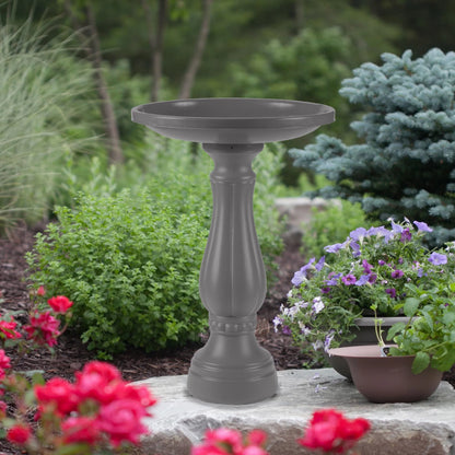 Bloem Promo Birdbath With Pedestal - Charcoal Gray - 17" Basin With 2" Depth, 25" Fillable Pedestal