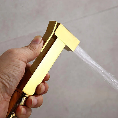 Handheld Bidet Sprayer for Toilet with Single Cold Water, Wall Mounted Toilet Bidet Sprayer Kit Brass Bathroom Cloth Diaper Sprayer Set for Personal Hygiene,Gold