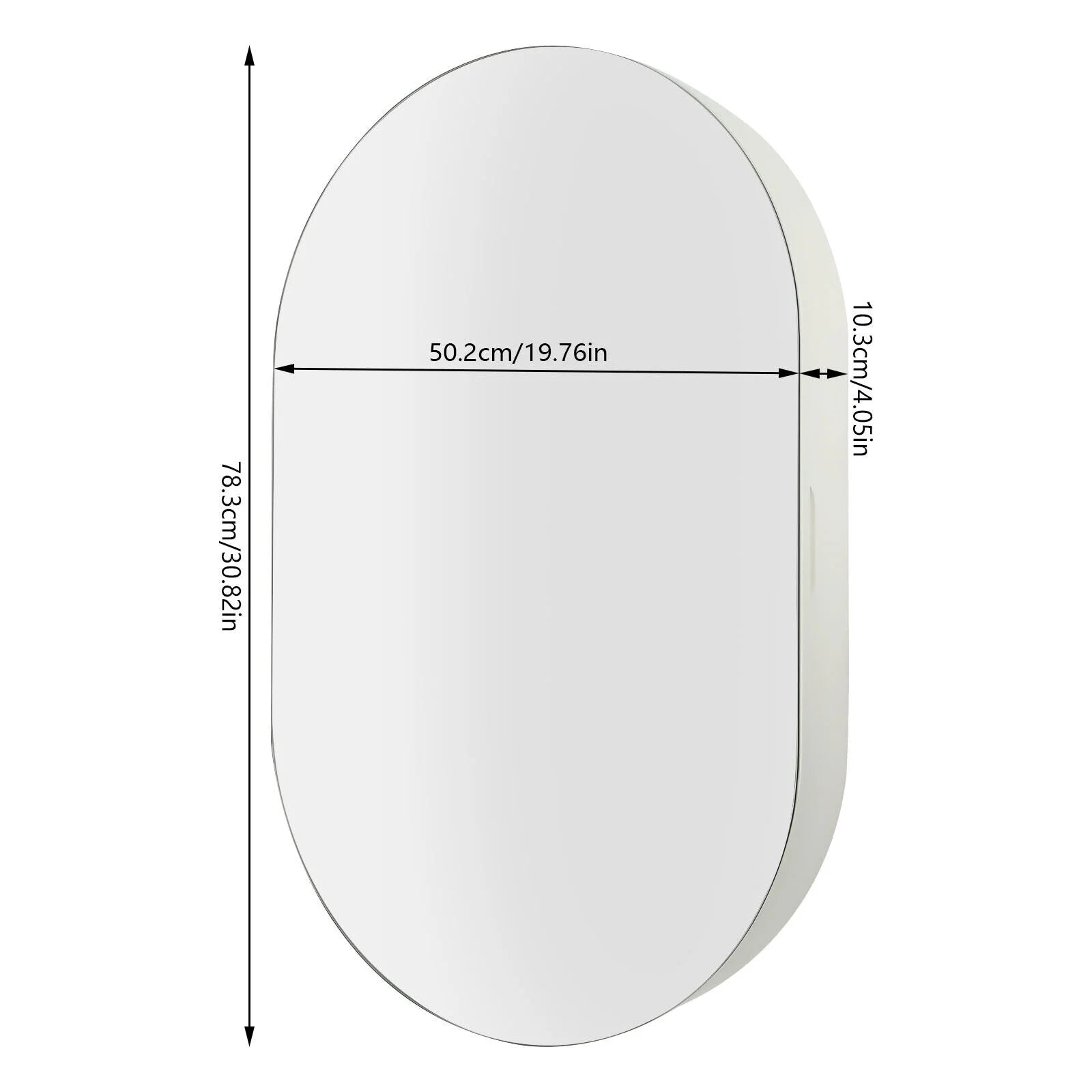 Fichiouy Bathroom Mirror Cabinet Oval Wall Mounted Cabinet Storage Cabinet with Mirror for Bathroom 19.76" x 30.82"