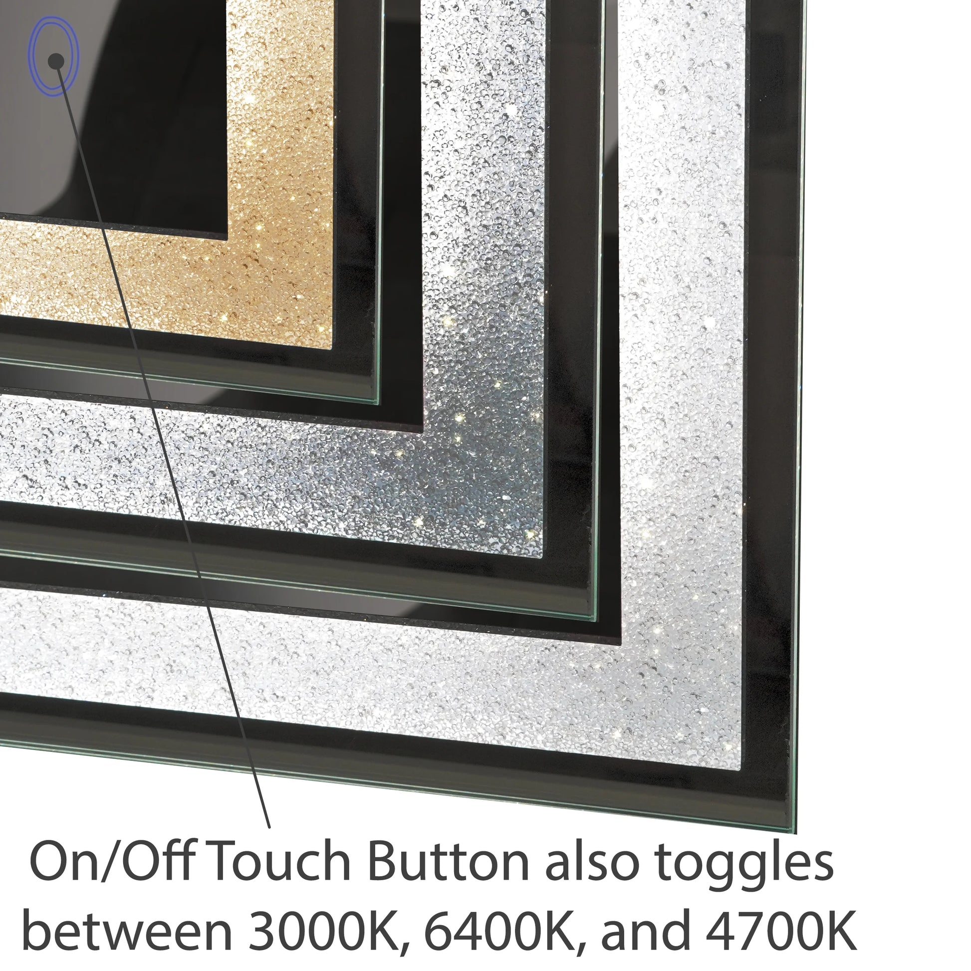 Dyconn Faucet Edison Crystal Horizontal/Vertical Wall Mounted Backlit LED Bathroom Vanity Mirror with Touch ON/OFF/Dimmer & Anti-Fog Function (30"W X 36"H)