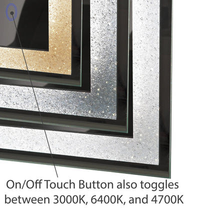 Dyconn Faucet Edison Crystal Horizontal/Vertical Wall Mounted Backlit LED Bathroom Vanity Mirror with Touch ON/OFF/Dimmer & Anti-Fog Function (30"W X 36"H)