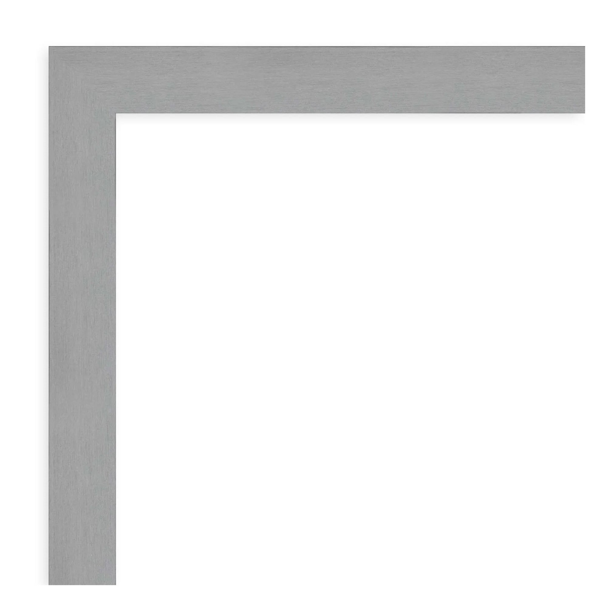 Brushed Nickel Beveled Wood Bathroom Wall Mirror