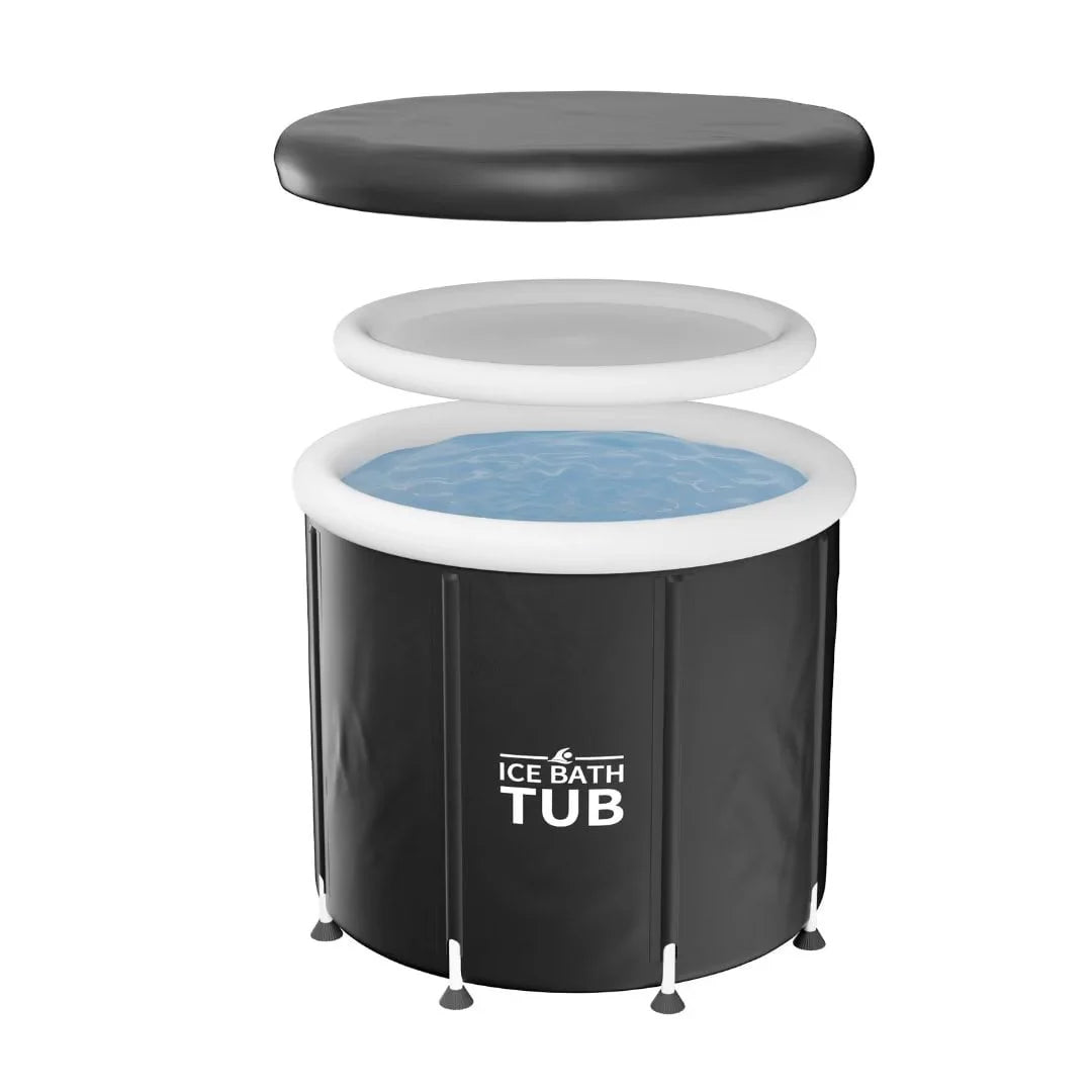 MOPHOTO Oversized Ice Bath Tub for Athletes, Inflatable Portable Bathtub Foldable Ice Bathtub, Large Outdoor Ice Bath with Lid, Cold Plunge Tub Freestanding Bathtubs for Adults, 34" x 30"