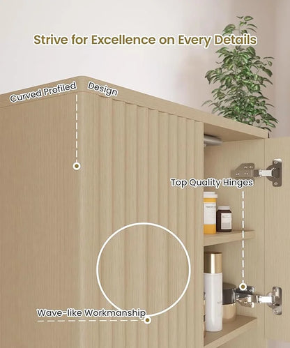 NEW Decorative Wall Cabinet with Motion Sensor LED and Adjustable Shelf for Bathroom ,Kitchen,Study (Oak Natural)