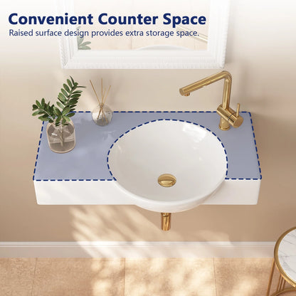 DeerValley DV-1WS0125 30" x 18" White Rectangular Vitreous China Wall Mount Bathroom Sink with Faucet Hole