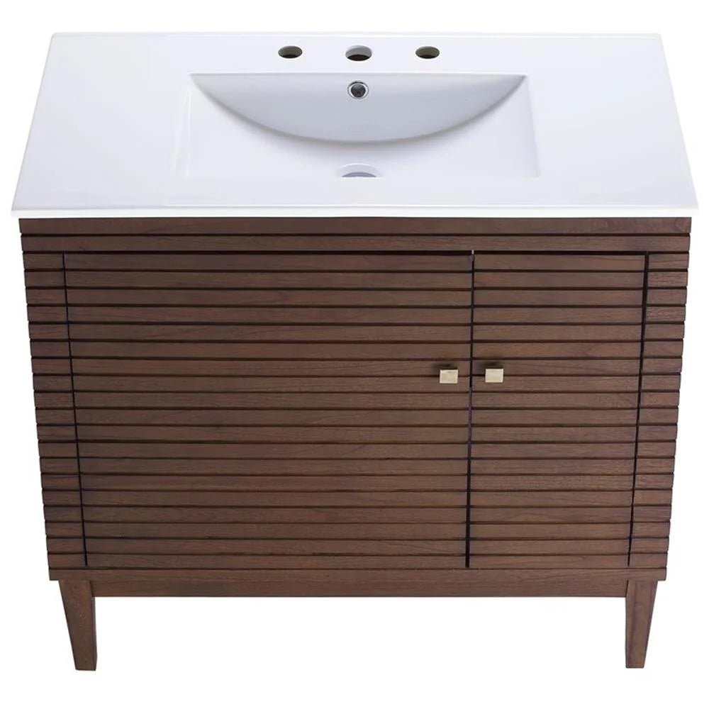 Modway Ledger 36" Bathroom Vanity in Walnut White