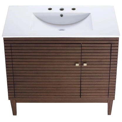Modway Ledger 36" Bathroom Vanity in Walnut White