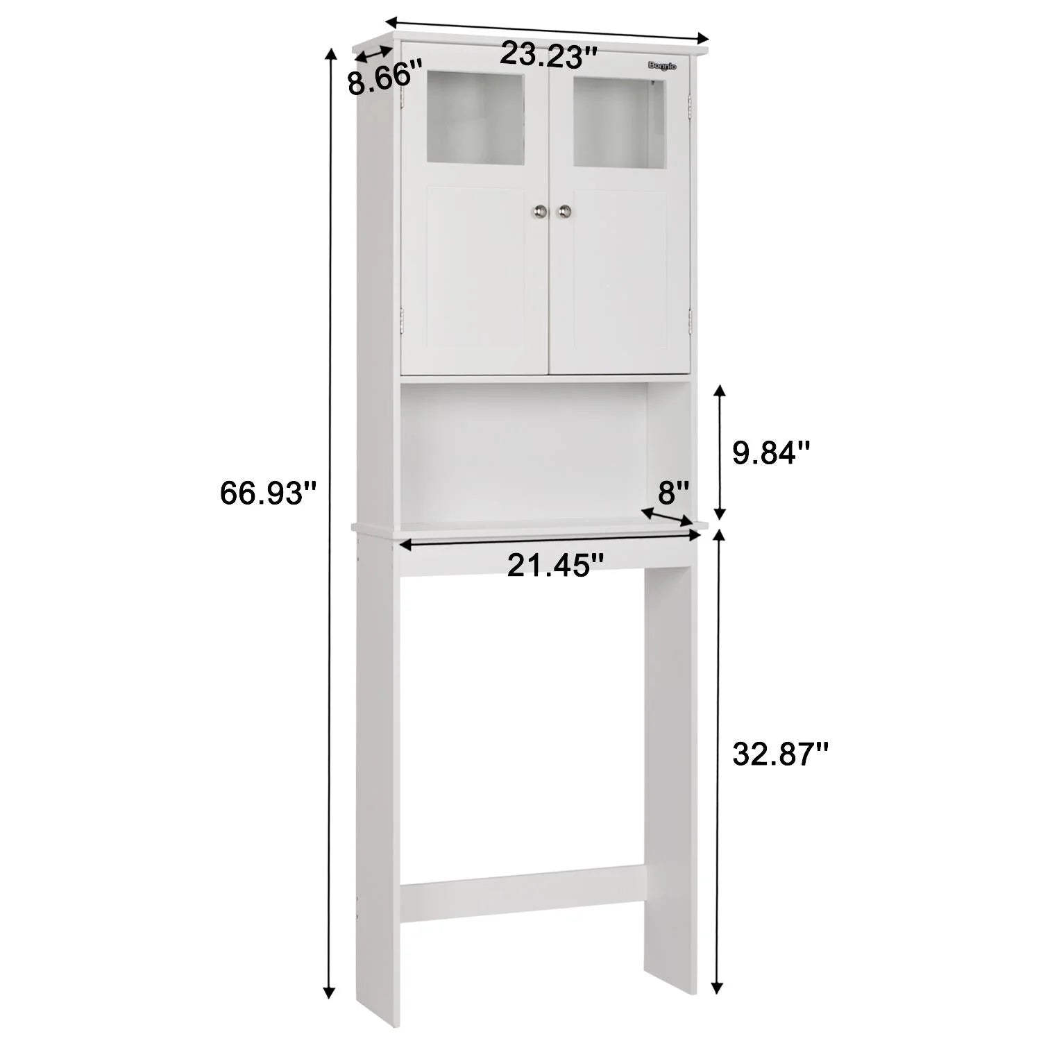 Zimtown 67'' over the Toilet Bathroom Storage Cabinet with 2 Doors and Adjustable Shelf, White