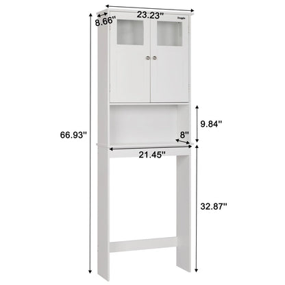Zimtown 67'' over the Toilet Bathroom Storage Cabinet with 2 Doors and Adjustable Shelf, White