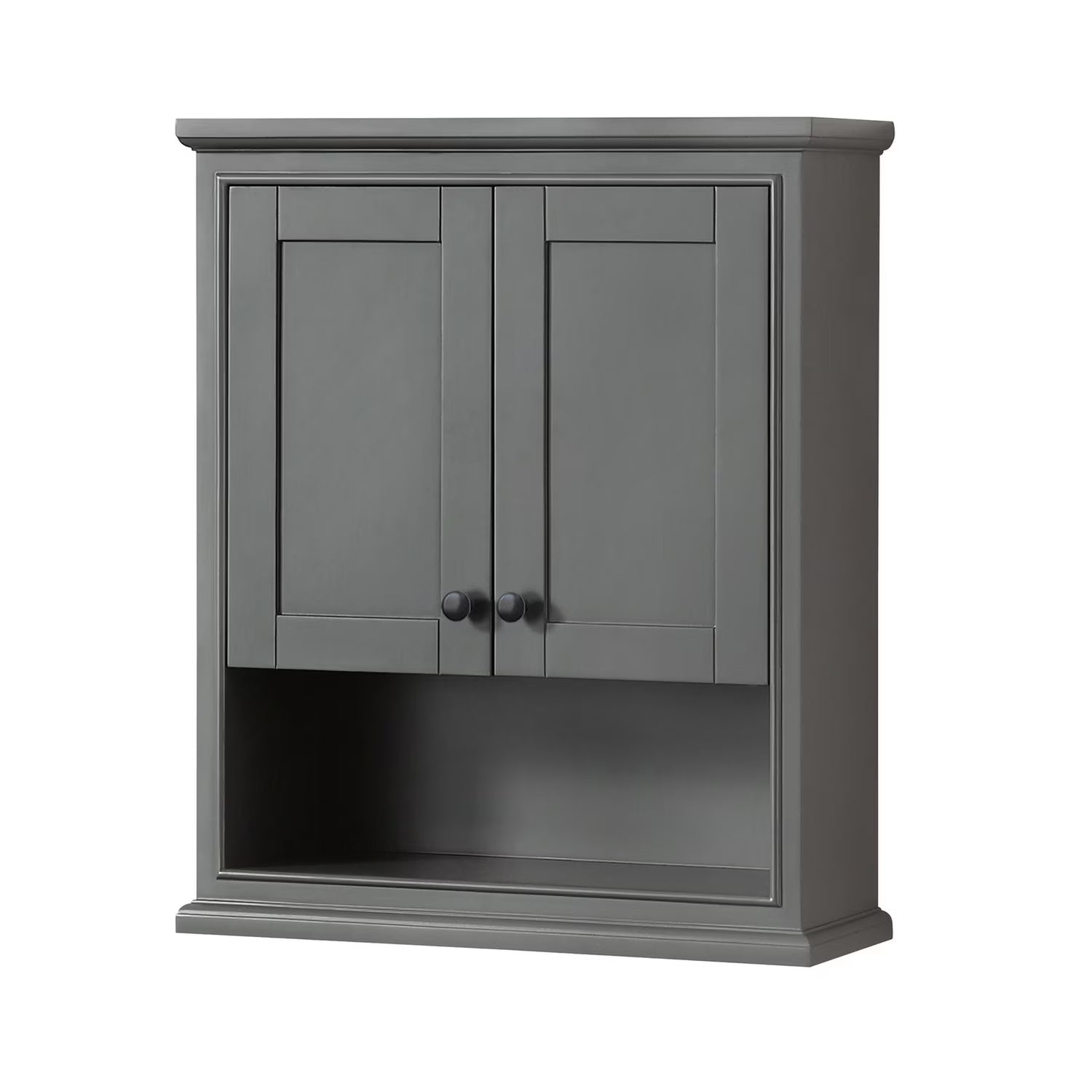 Wyndham Collection Deborah Over-the-Toilet Bathroom Wall-Mounted Storage Cabinet in Dark Gray with Matte Black Trim