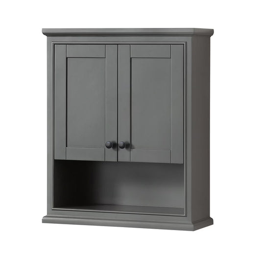 Wyndham Collection Deborah Over-the-Toilet Bathroom Wall-Mounted Storage Cabinet in Dark Gray with Matte Black Trim