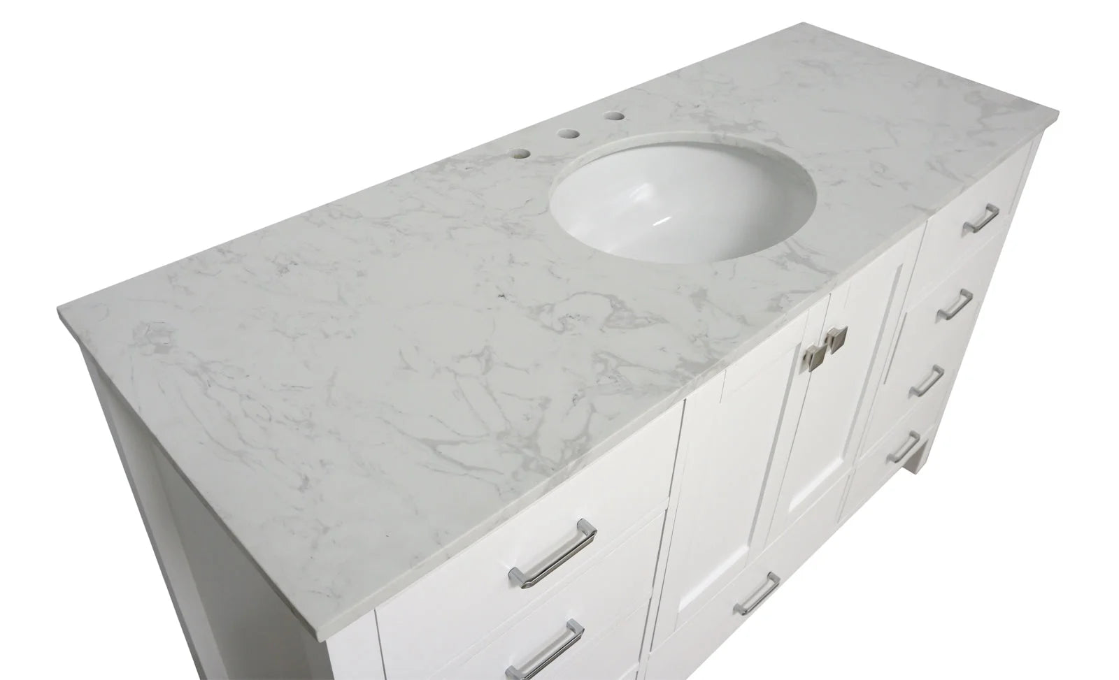 Horizon 60" Single Bathroom Vanity with White Cabinet and Engineered Carrara Top