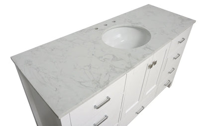 Horizon 60" Single Bathroom Vanity with White Cabinet and Engineered Carrara Top