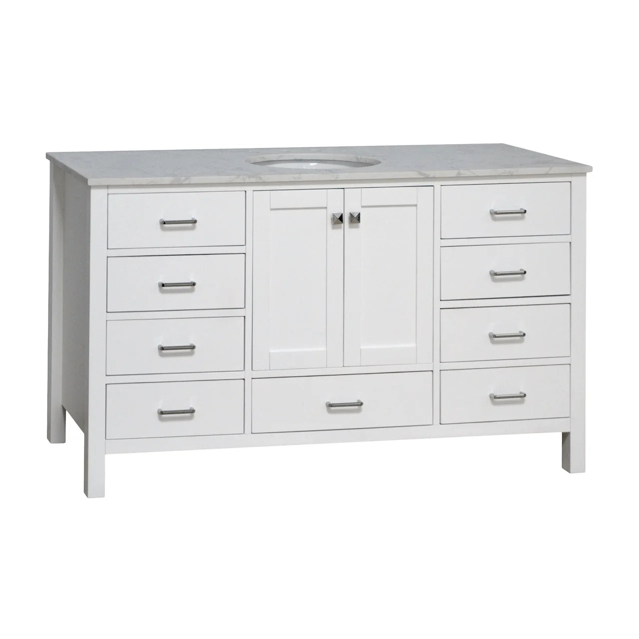Horizon 60" Single Bathroom Vanity with White Cabinet and Engineered Carrara Top