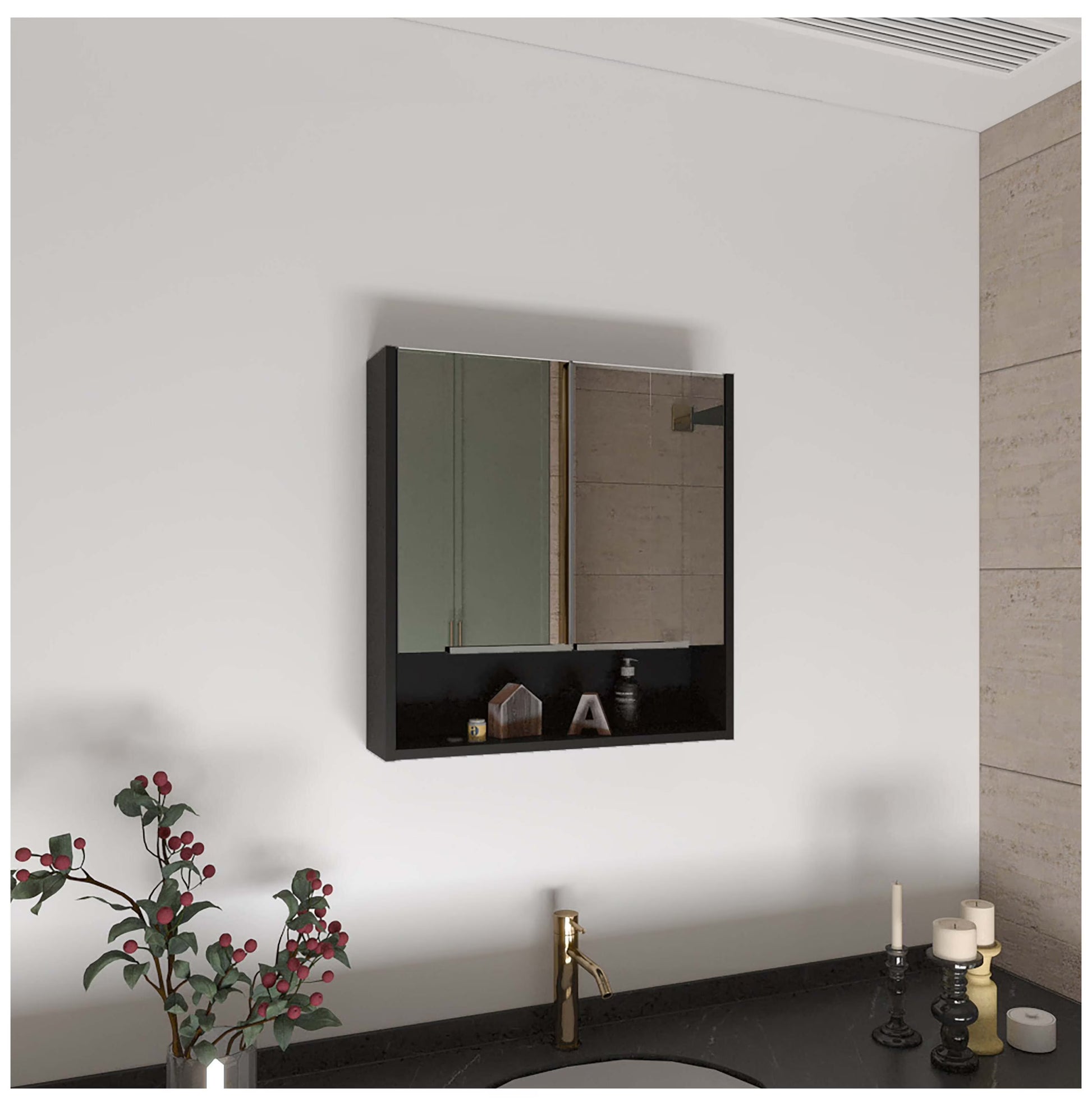 Black Tall Storage Cabinet with 3 Drawers and Adjustable Shelves for Bathroom, Study, Office and Interior, MDF Board with Painted Finish Black + MDF