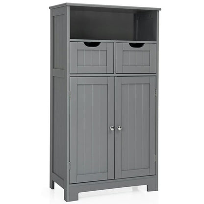 Spaco Bathroom Wooden Side Cabinet with 2 Drawers and 2 Doors-Black, Bathroom Storage Cabinet for Entryway Storage, Home Office Furniture