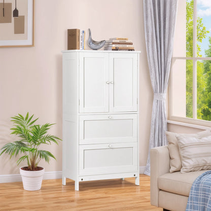 ZENSTYLE Freestanding MDF Bathroom Cabinet with 2 Drawers and Adjustable Shelf Extra Storage Space, White