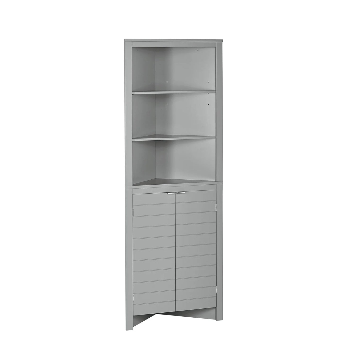 RiverRidge Madison Tall Corner Bathroom Linen Storage Cabinet with Open Shelves - Gray
