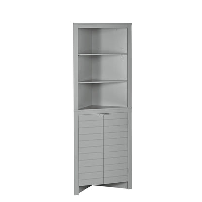 RiverRidge Madison Tall Corner Bathroom Linen Storage Cabinet with Open Shelves - Gray