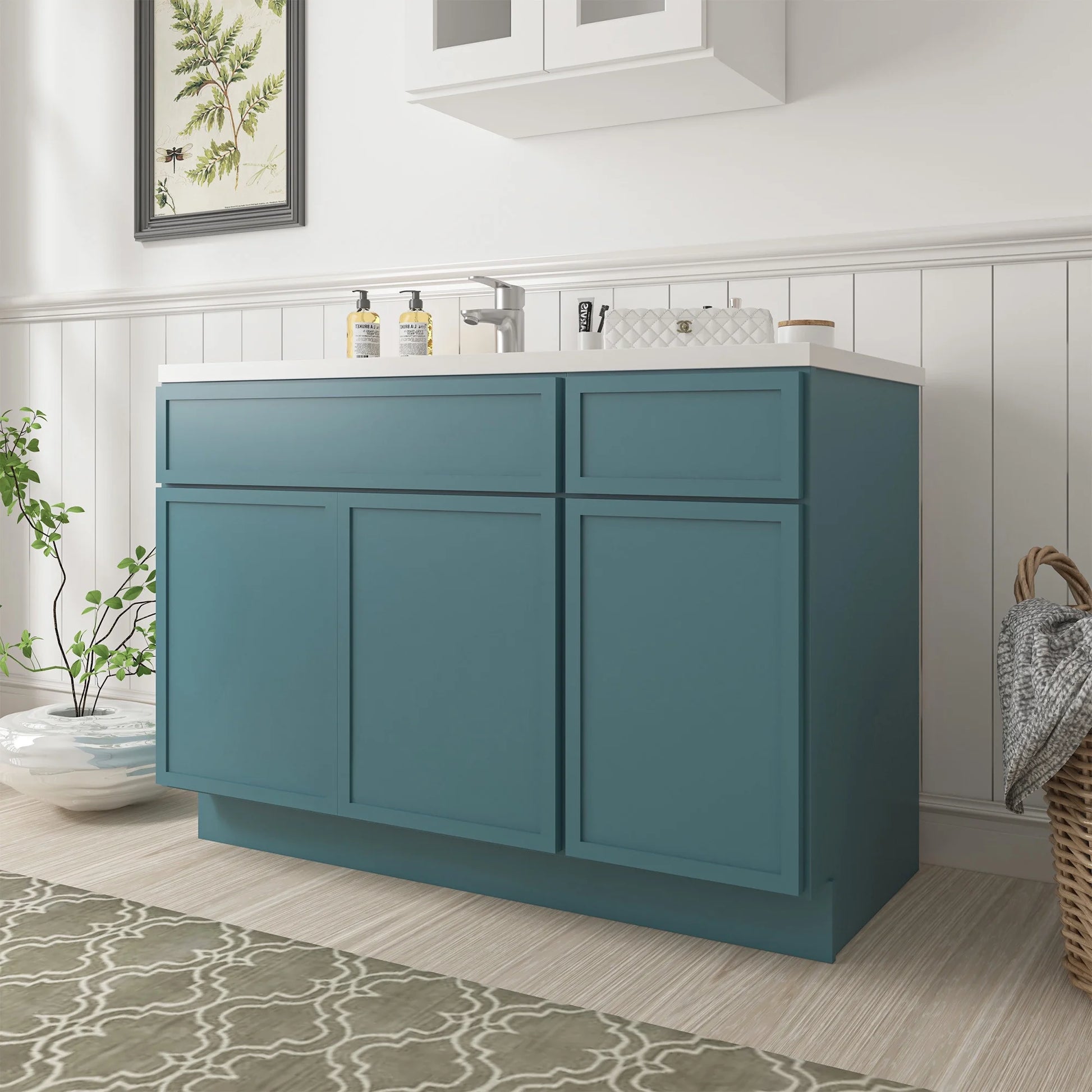 51" Freestanding Bathroom Vanity Cabinet without Top in Sea Green