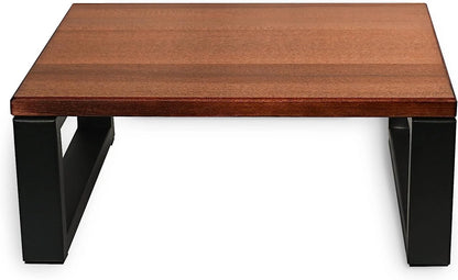 CONSDAN Step Stool with Metal Frame, Solid Hardwood Step Stool for Toddler/Kids/Adult, Portable Step Stool for Bedroom Bathroom-Dark Walnut