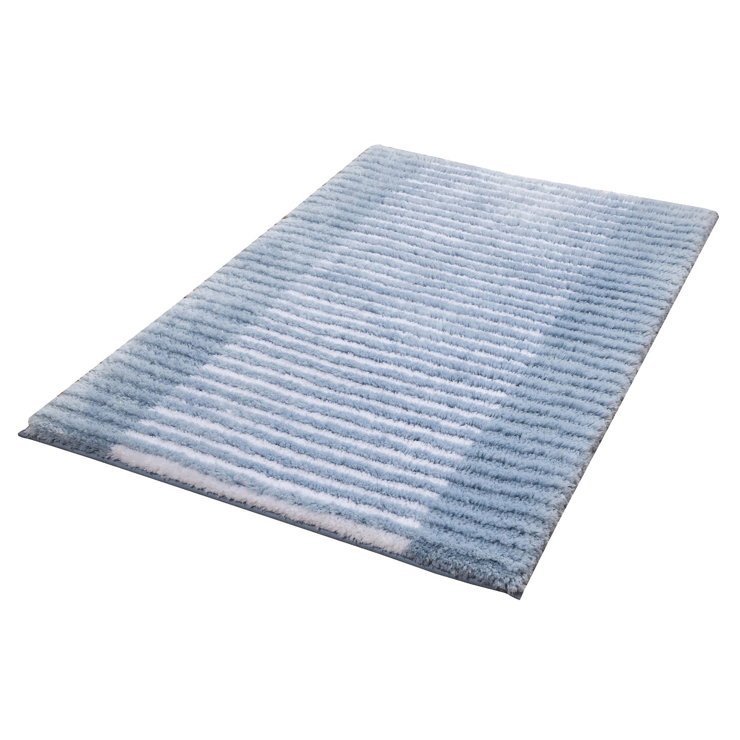 Textured Stripe Microfiber Bath Rug