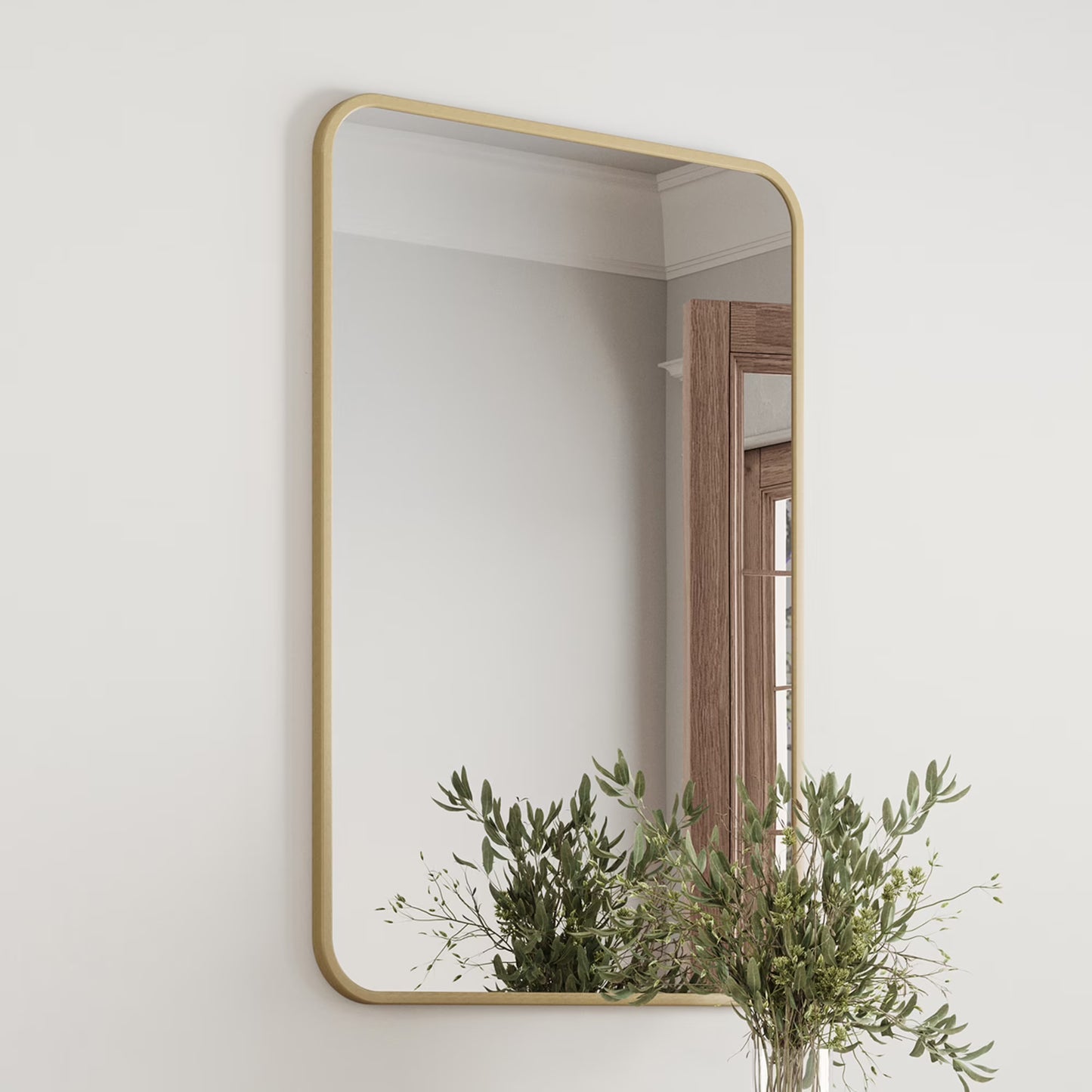 Isla Rectangle Wall Accent Mirror, 30" H x 20" L, Modern Metal Framed, Living Room, Bedroom, Bathroom Vanity Mirror, Gold �?Design House, 596510-GLD