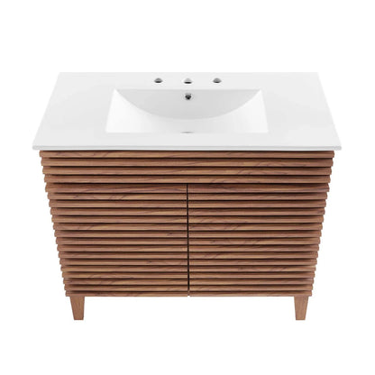 Modway Render 36" Bathroom Vanity in Walnut White