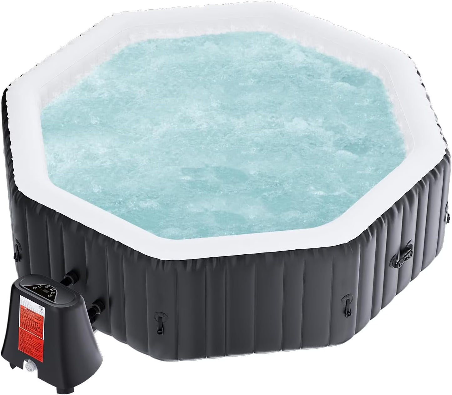 73" X 73" X 25" Inflatable Hot Tub for 4-6 Person Square, 240 Gallon Large Portable Hottub Spa with 130 Bubble Air Jets, Blow Up Spa Bathtub with LED Control Panel, 2 Filter, Temperature up to 104��F