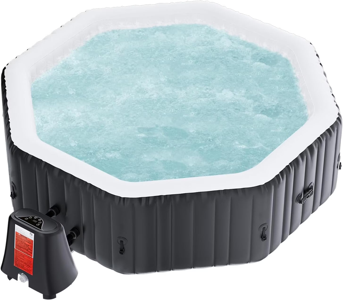 73" X 73" X 25" Inflatable Hot Tub for 4-6 Person Square, 240 Gallon Large Portable Hottub Spa with 130 Bubble Air Jets, Blow Up Spa Bathtub with LED Control Panel, 2 Filter, Temperature up to 104��F