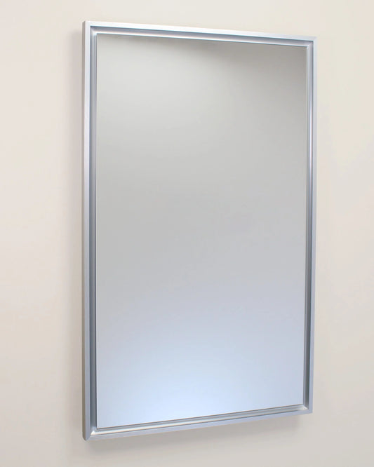 16x26 Parker Metro Metal Framed Rectangle Recessed Bathroom Medicine Cabinet, Floating Mirror, 14x24 in-Wall Opening, Powder-coated Steel, Adjustable Glass Shelves, Magnet Close, Brushed Nickel