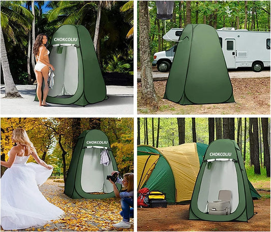 Pop-up Shower Tent & 20L Solar Shower Bag Combo - Waterproof Camping Privacy Shelter for Outdoor Bathing, Beach, Hiking (Green, 120x120x190cm)