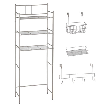 Mainstays 4 Piece Steel Satin Nickel Bath Shelves Set 15 lb Capacity per Shelf for Adult - Teen Ages